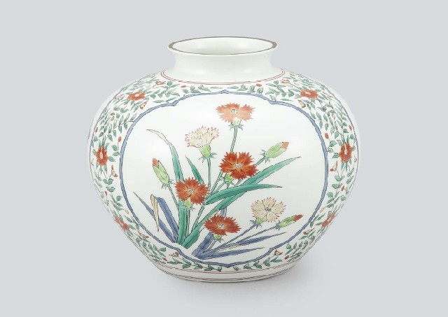 薩摩　菊笹絵　花瓶　M723 薩摩 菊笹絵 花瓶 M723